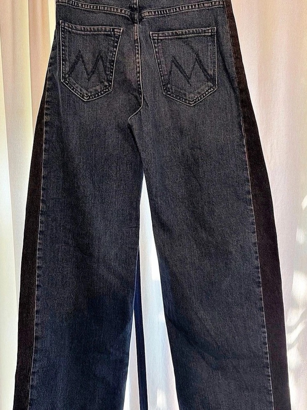 Mother The Half-Pipe Flood Wide Leg Jeans in Blue & Black